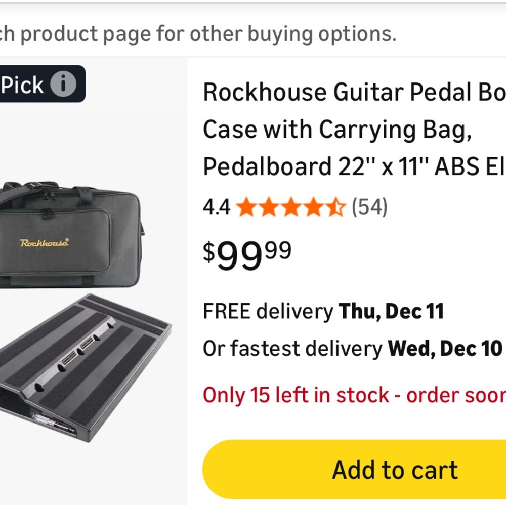 Rockhouse Guitar Pedal Board with Carrying Bag